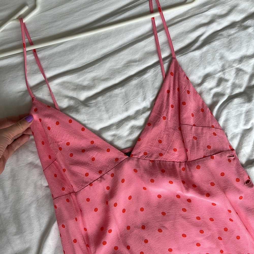 Topshop Pink & Red Polka Dot Dress